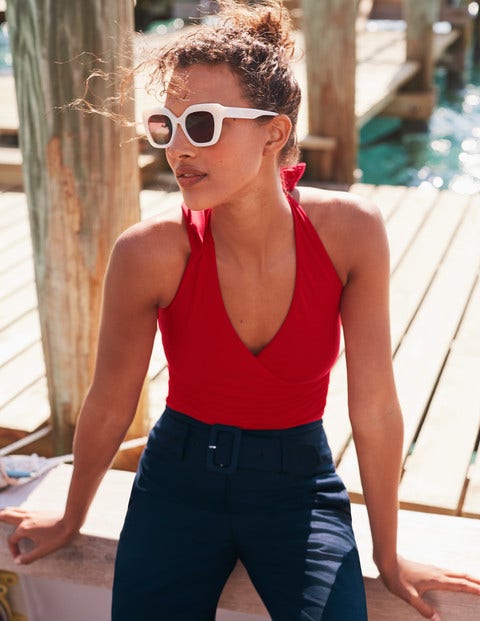Tess Halterneck Jersey Top - Red Tess Halterneck Jersey Top - Red