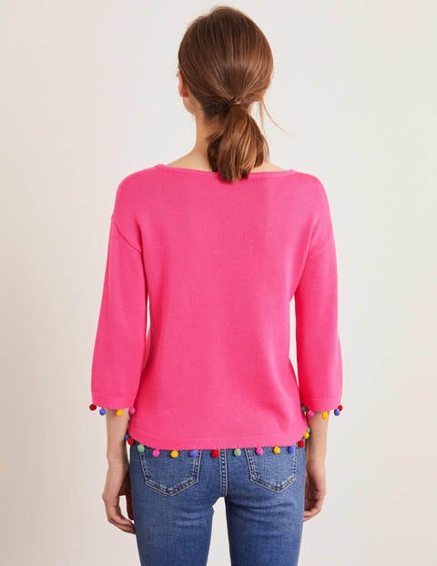 Pompom Sweater - Bright Camellia Pompom Sweater - Bright Camellia