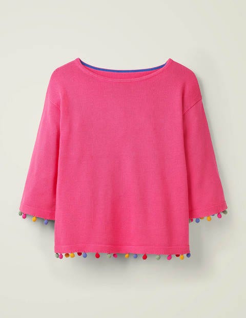 Pompom Sweater - Bright Camellia Pompom Sweater - Bright Camellia