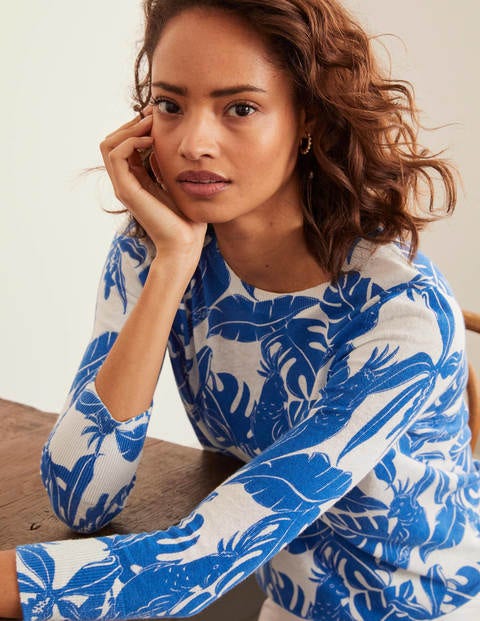 Burford Printed Sweater - Bold Blue, Galah Burford Printed Sweater - Bold Blue, Galah