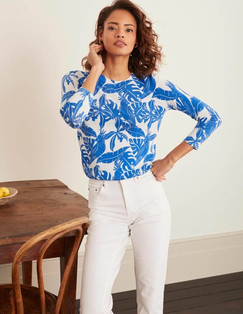Burford Printed Sweater - Bold Blue, Galah Burford Printed Sweater - Bold Blue, Galah