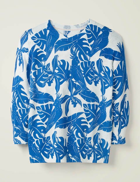 Burford Printed Sweater - Bold Blue, Galah Burford Printed Sweater - Bold Blue, Galah