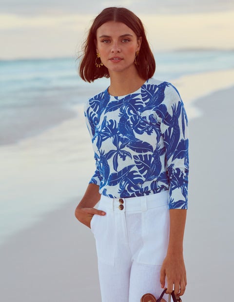 Burford Printed Sweater - Bold Blue, Galah Burford Printed Sweater - Bold Blue, Galah