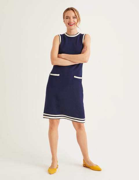 Mira Baumwollkleid mit Ziernähten - Navy Mira Baumwollkleid mit Ziernähten - Navy