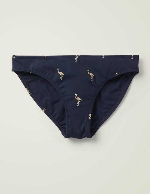 Bikini Bottoms - French Navy, Flamingo Foil Bikini Bottoms - French Navy, Flamingo Foil