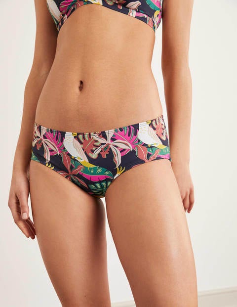 Bikini Shorts - Navy, Parakeet Palm