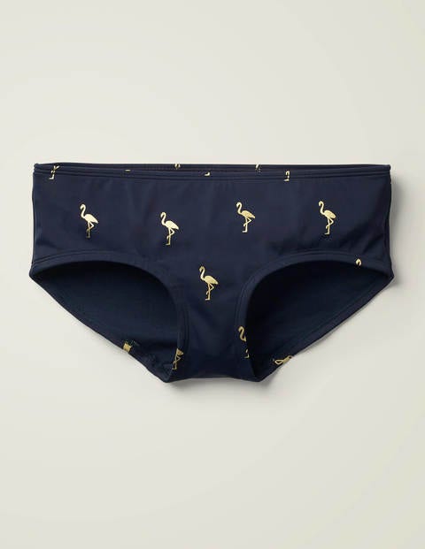 Bikini Shorts - French Navy, Flamingo Foil Bikini Shorts - French Navy, Flamingo Foil