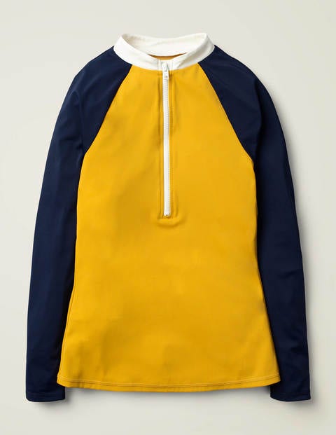 Zip Up Rash Guard - Yellow Colourblock Zip Up Rash Guard - Yellow Colourblock
