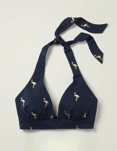 Taormina Bikinioberteil - Navy, Goldfolienflamingos Taormina Bikinioberteil - Navy, Goldfolienflamingos