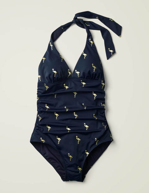 Taormina Badeanzug - Navy, Goldfolienflamingos Taormina Badeanzug - Navy, Goldfolienflamingos