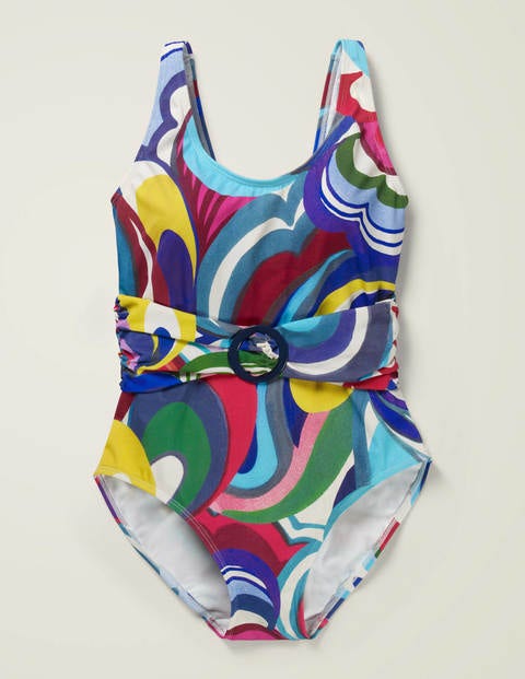 Atrani Belted Swimsuit - Blue Wave, Painted Paisley Atrani Belted Swimsuit - Blue Wave, Painted Paisley