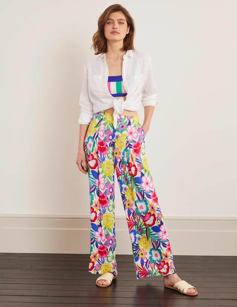 Padstow Wide Leg Trousers - Ivory/Bright Padstow Wide Leg Trousers - Ivory/Bright