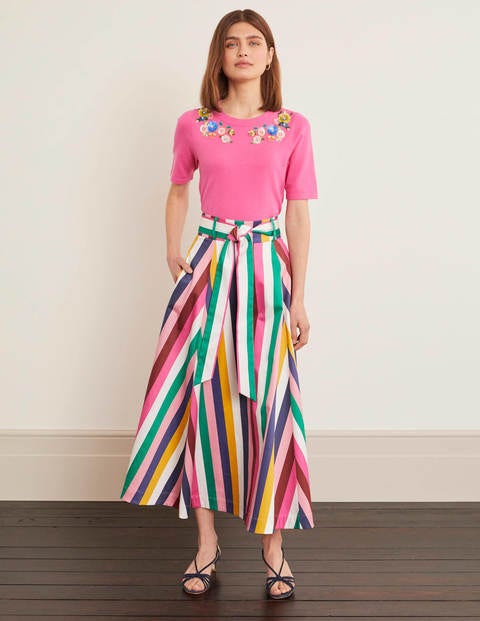 Brooke Belted Skirt - Blue and Formica Stripe Brooke Belted Skirt - Blue and Formica Stripe