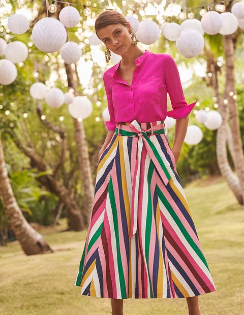 Brooke Belted Skirt - Blue and Formica Stripe Brooke Belted Skirt - Blue and Formica Stripe