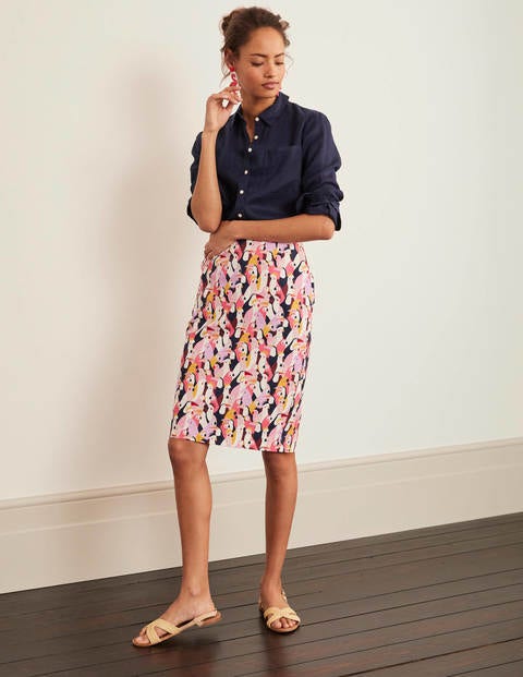 Gabriella Pencil Skirt - Bright Camellia, Exotic Birds Gabriella Pencil Skirt - Bright Camellia, Exotic Birds