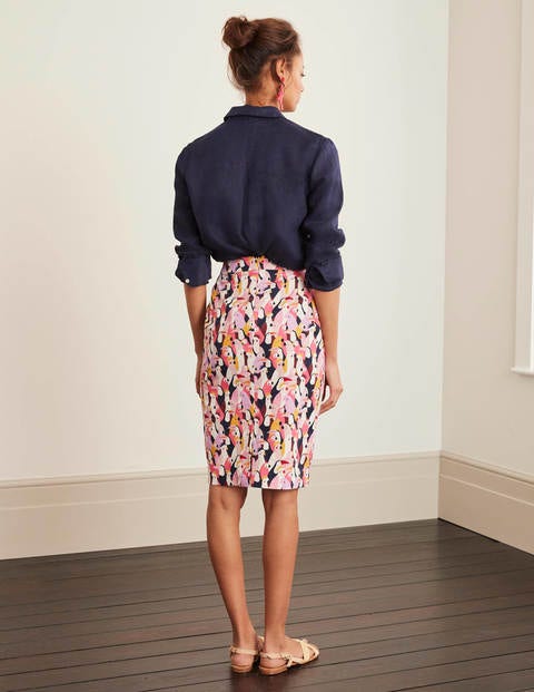 Gabriella Pencil Skirt - Bright Camellia, Exotic Birds Gabriella Pencil Skirt - Bright Camellia, Exotic Birds