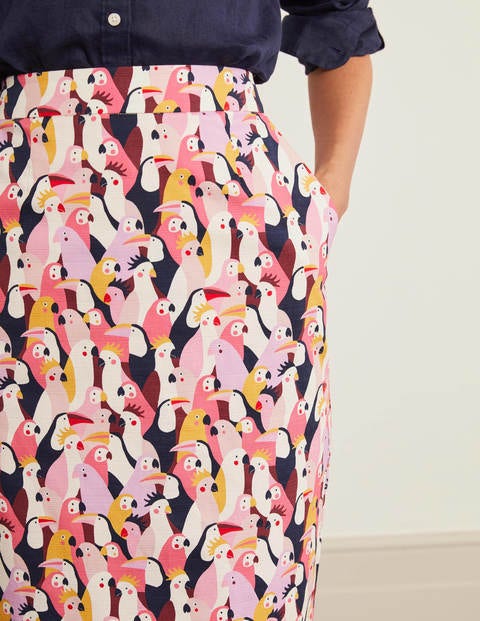 Gabriella Pencil Skirt - Bright Camellia, Exotic Birds Gabriella Pencil Skirt - Bright Camellia, Exotic Birds