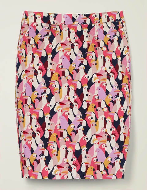 Gabriella Pencil Skirt - Bright Camellia, Exotic Birds Gabriella Pencil Skirt - Bright Camellia, Exotic Birds