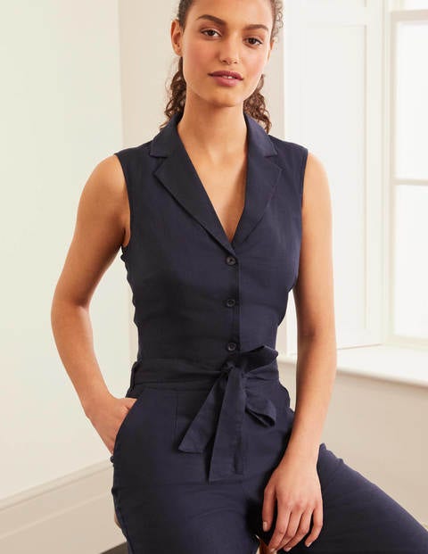 Revere Collar Jumpsuit - Navy Revere Collar Jumpsuit - Navy