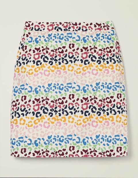 Francesca A-Line Skirt - Ivory, Rainbow Leopard Francesca A-Line Skirt - Ivory, Rainbow Leopard