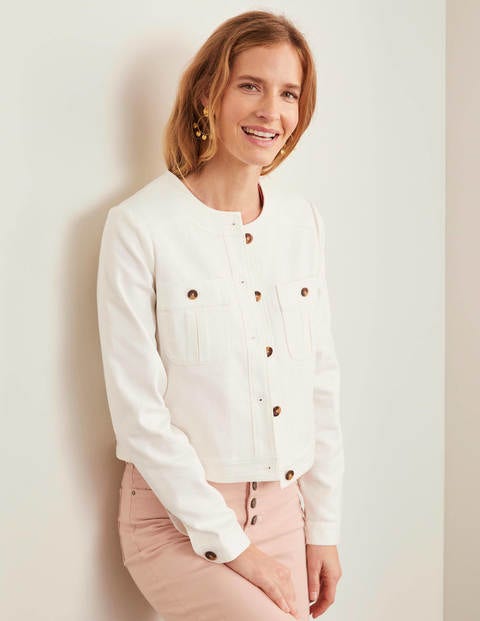 Paget Textured Crop Jacket - Ivory Paget Textured Crop Jacket - Ivory
