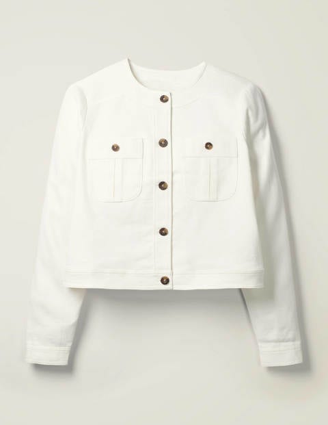 Paget Textured Crop Jacket - Ivory Paget Textured Crop Jacket - Ivory