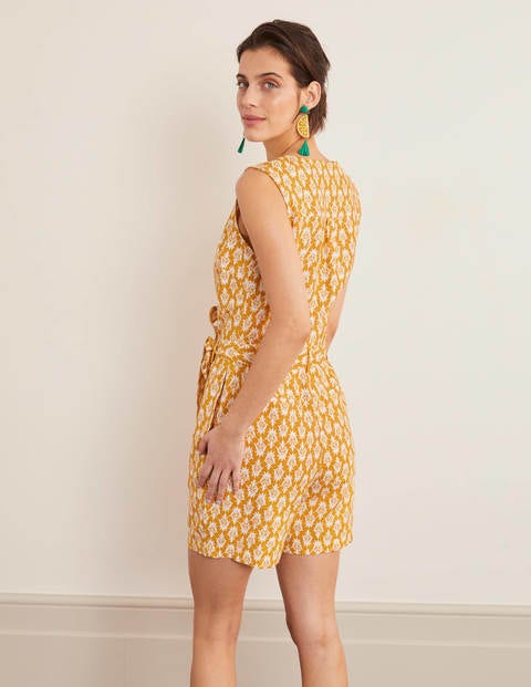 Verity Romper - Yellow Woodblock Verity Romper - Yellow Woodblock