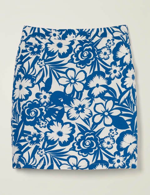 Lathbury Minirock aus Leinen - Blau, Blumenmuster Lathbury Minirock aus Leinen - Blau, Blumenmuster