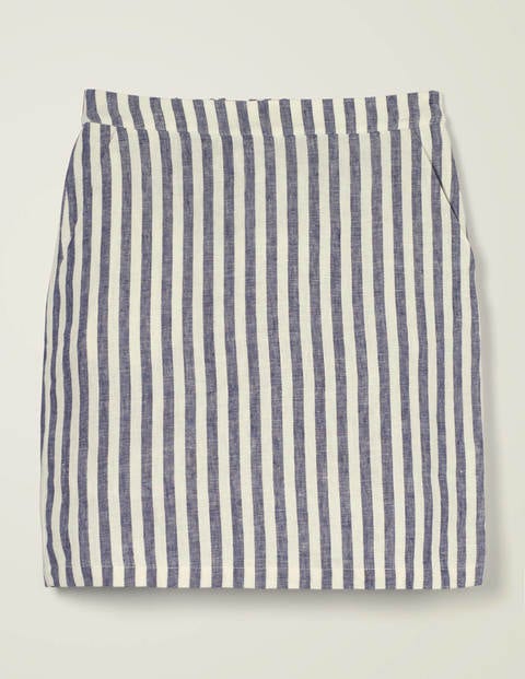Lathbury Linen Mini Skirt - Ivory and Blue Stripe Lathbury Linen Mini Skirt - Ivory and Blue Stripe