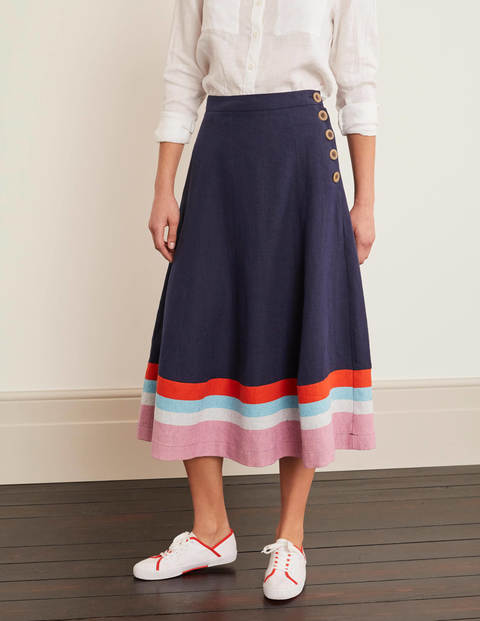 Willa Button Midi Skirt - French Navy/Formica Stripe Willa Button Midi Skirt - French Navy/Formica Stripe