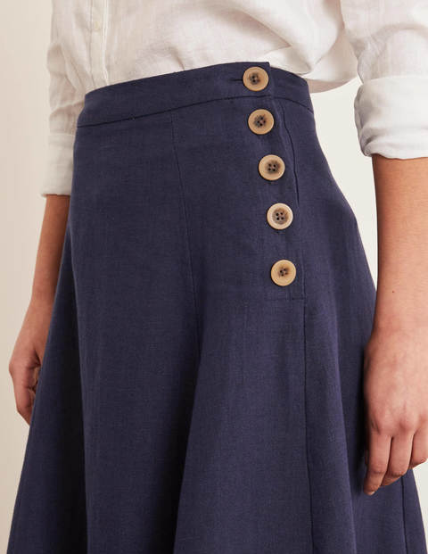 Willa Midirock mit Knöpfen - Französisches Navy/Kirschblütenrosa, Gestreift Willa Midirock mit Knöpfen - Französisches Navy/Kirschblütenrosa, Gestreift
