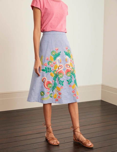 Briscoe Embroidered Midi Skirt - Chambray Briscoe Embroidered Midi Skirt - Chambray