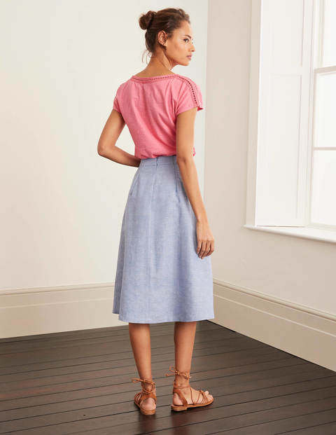 Briscoe Embroidered Midi Skirt - Chambray Briscoe Embroidered Midi Skirt - Chambray