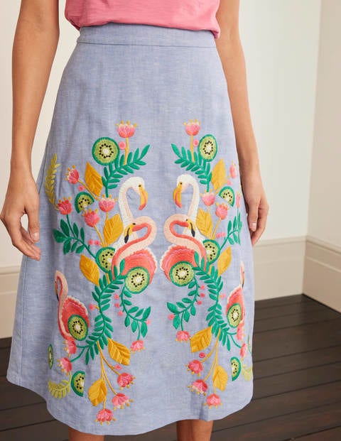 Briscoe Embroidered Midi Skirt - Chambray Briscoe Embroidered Midi Skirt - Chambray
