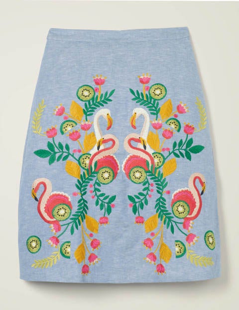 Briscoe Embroidered Midi Skirt - Chambray Briscoe Embroidered Midi Skirt - Chambray