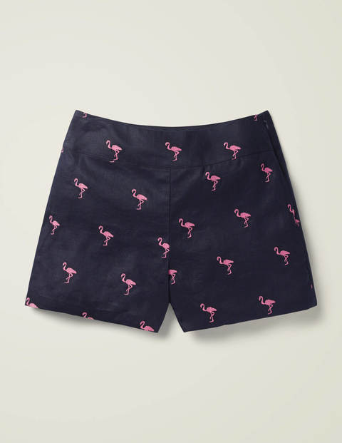 Flamingo Embroidered Shorts - Navy/Pink Emb Flamingo Flamingo Embroidered Shorts - Navy/Pink Emb Flamingo