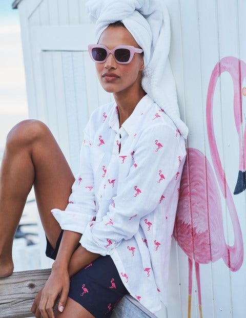 Flamingo Embroidered Shorts - Navy/Pink Emb Flamingo Flamingo Embroidered Shorts - Navy/Pink Emb Flamingo