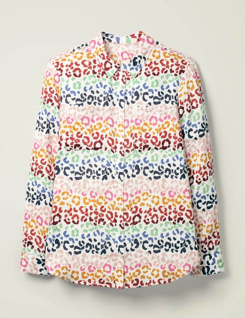 Linen Shirt - Ivory, Rainbow Leopard Linen Shirt - Ivory, Rainbow Leopard