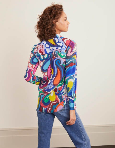 The Silk Shirt - Blue Wave, Painted Paisley The Silk Shirt - Blue Wave, Painted Paisley