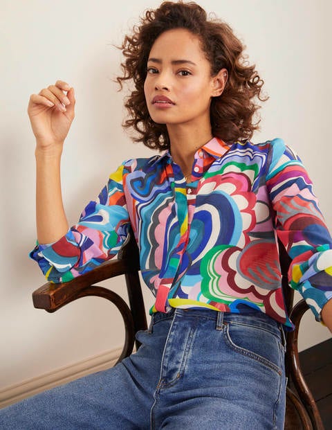 The Silk Shirt - Blue Wave, Painted Paisley The Silk Shirt - Blue Wave, Painted Paisley