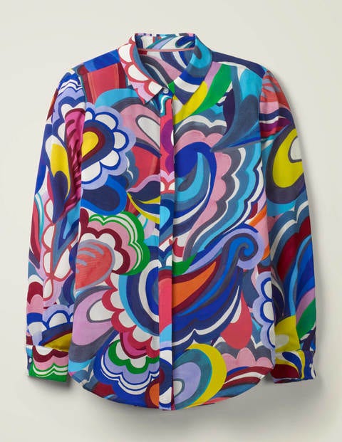 The Silk Shirt - Blue Wave, Painted Paisley The Silk Shirt - Blue Wave, Painted Paisley