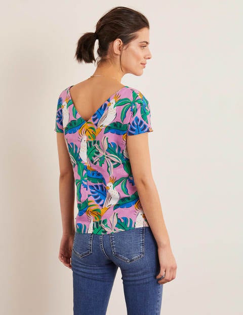 Alexandra Linen Top - Lupin, Parakeet Palm Alexandra Linen Top - Lupin, Parakeet Palm