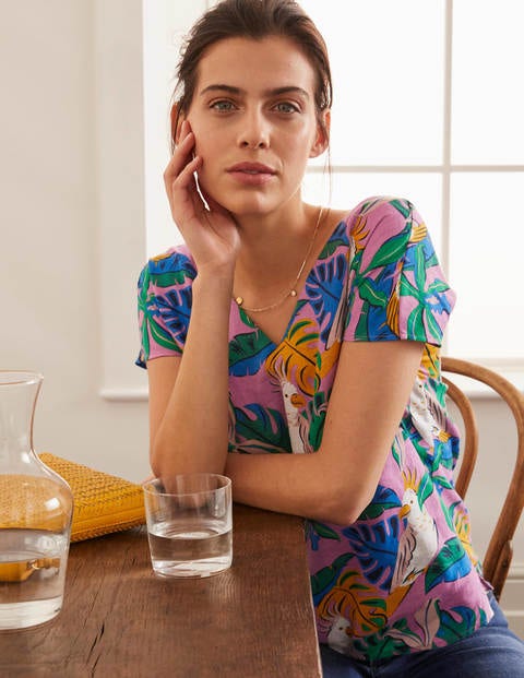 Alexandra Linen Top - Lupin, Parakeet Palm Alexandra Linen Top - Lupin, Parakeet Palm