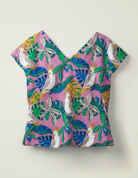 Alexandra Linen Top - Lupin, Parakeet Palm Alexandra Linen Top - Lupin, Parakeet Palm
