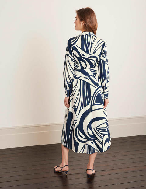 Isodora Midi Shirt Dress - French Navy, Nouveau Swirl Isodora Midi Shirt Dress - French Navy, Nouveau Swirl