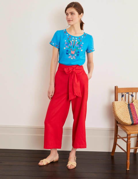 Laura Linen Embroidered Top - Blue Lagoon Laura Linen Embroidered Top - Blue Lagoon