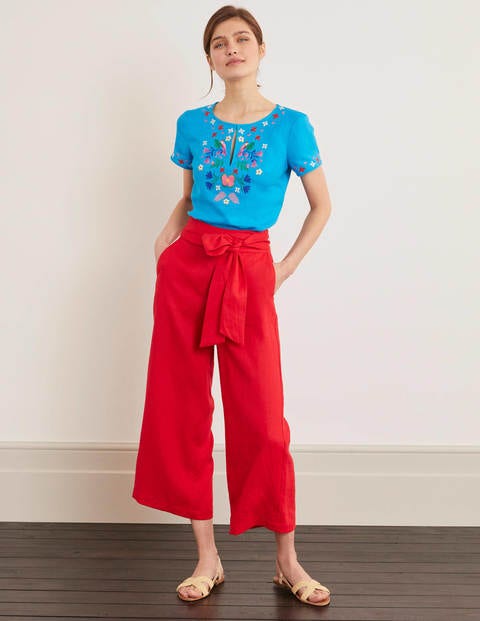 Laura Linen Embroidered Top - Blue Lagoon Laura Linen Embroidered Top - Blue Lagoon