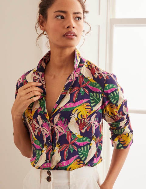 Sierra Blouse - Navy, Parakeet Palm Sierra Blouse - Navy, Parakeet Palm