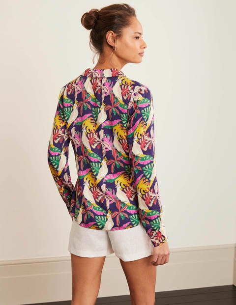 Sierra Blouse - Navy, Parakeet Palm Sierra Blouse - Navy, Parakeet Palm