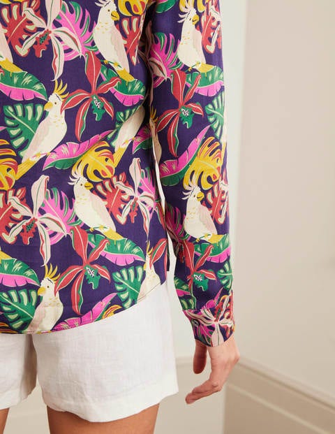 Sierra Blouse - Navy, Parakeet Palm Sierra Blouse - Navy, Parakeet Palm